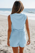 Exclusive Ribbed Button V Neck Tank Short Set