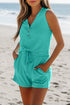 Exclusive Ribbed Button V Neck Tank Short Set