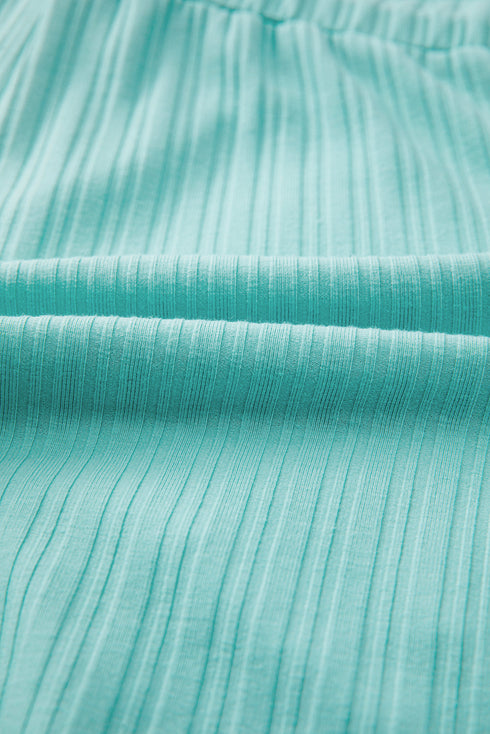 Exclusive Ribbed Button V Neck Tank Short Set