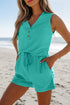 Exclusive Ribbed Button V Neck Tank Short Set