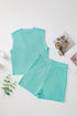 Exclusive Ribbed Button V Neck Tank Short Set