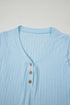 Exclusive Ribbed Button V Neck Tank Short Set