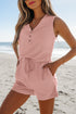 Exclusive Ribbed Button V Neck Tank Short Set