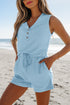 Exclusive Ribbed Button V Neck Tank Short Set