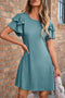 Exclusive Round Neck Double Ruffle Short Sleeve Mini Dress