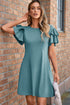 Exclusive Round Neck Double Ruffle Short Sleeve Mini Dress
