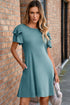 Exclusive Round Neck Double Ruffle Short Sleeve Mini Dress