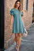 Exclusive Round Neck Double Ruffle Short Sleeve Mini Dress
