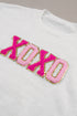 Exclusive Sequin XOXO Graphic Round Neck Pullover Sweater