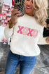 Exclusive Sequin XOXO Graphic Round Neck Pullover Sweater