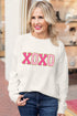 Exclusive Sequin XOXO Graphic Round Neck Pullover Sweater