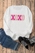 Exclusive Sequin XOXO Graphic Round Neck Pullover Sweater