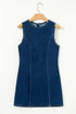 Exclusive Sleeveless Zipped Front Bodycon Denim Mini Dress