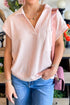 Exclusive Solid Collared V Neck Ribbed Tee