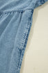 Exclusive Solid Denim Smocked Cuff Flared Shirt Mini Dress