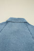 Exclusive Solid Denim Smocked Cuff Flared Shirt Mini Dress