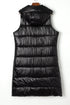Exclusive Solid Long Quilted Hooded Puffer Vest
