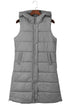 Exclusive Solid Long Quilted Hooded Puffer Vest