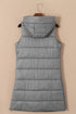 Exclusive Solid Long Quilted Hooded Puffer Vest