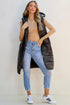 Exclusive Solid Long Quilted Hooded Puffer Vest