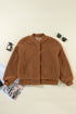 Exclusive Solid Sherpa Fleece Ribbed Collar Bomber Jacket