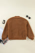 Exclusive Solid Sherpa Fleece Ribbed Collar Bomber Jacket