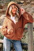 Exclusive Solid Sherpa Fleece Zip Up Hooded Jacket