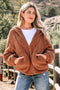 Exclusive Solid Sherpa Fleece Zip Up Hooded Jacket