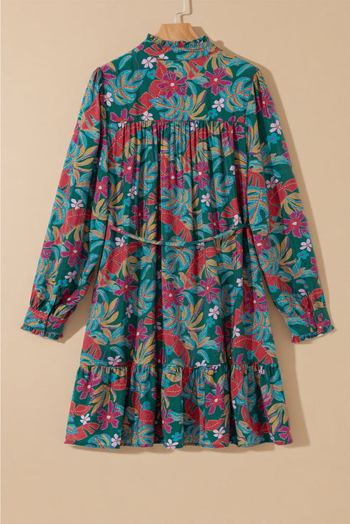 Exclusive Southern Belle Ruffled Puff Sleeve Floral Dress