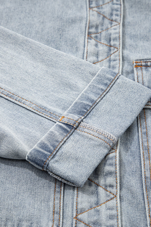 Exclusive Street Style Zip Up Washed Denim Jacket