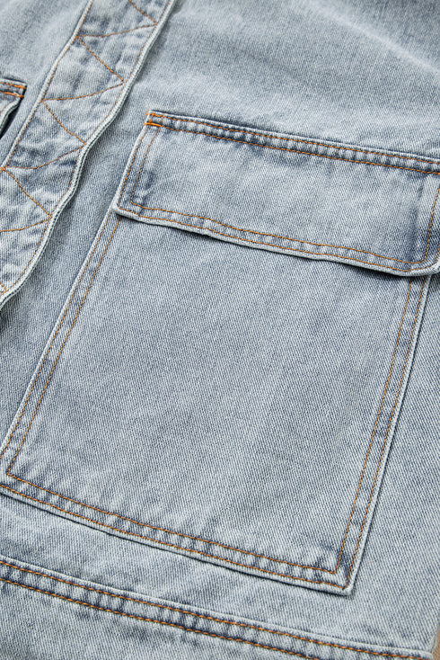 Exclusive Street Style Zip Up Washed Denim Jacket