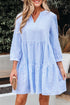Exclusive Striped Bracelet Sleeve Tiered Shift Mini Dress