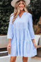 Exclusive Striped Bracelet Sleeve Tiered Shift Mini Dress