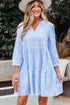 Exclusive Striped Bracelet Sleeve Tiered Shift Mini Dress