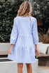 Exclusive Striped Bracelet Sleeve Tiered Shift Mini Dress