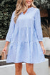 Exclusive Striped Bracelet Sleeve Tiered Shift Mini Dress