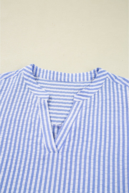Exclusive Striped Bracelet Sleeve Tiered Shift Mini Dress