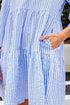 Exclusive Striped Bracelet Sleeve Tiered Shift Mini Dress