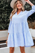 Exclusive Striped Bracelet Sleeve Tiered Shift Mini Dress