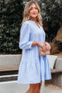 Exclusive Striped Bracelet Sleeve Tiered Shift Mini Dress