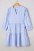Exclusive Striped Bracelet Sleeve Tiered Shift Mini Dress
