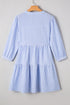 Exclusive Striped Bracelet Sleeve Tiered Shift Mini Dress