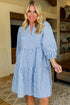 Exclusive Striped Bracelet Sleeve Tiered Shift Mini Dress