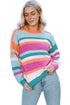 Exclusive Striped Drop Shoulder Puff Sleeve Knit Sweater
