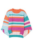 Exclusive Striped Drop Shoulder Puff Sleeve Knit Sweater