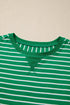 Exclusive Striped Ribbed Patchwork Seam Detail Half Sleeve Tee