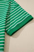 Exclusive Striped Ribbed Patchwork Seam Detail Half Sleeve Tee