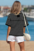 Exclusive Striped Ribbed Patchwork Seam Detail Half Sleeve Tee