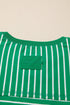 Exclusive Striped Ribbed Patchwork Seam Detail Half Sleeve Tee