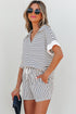 Exclusive Striped V Neck Tee And Casual Short Sets
